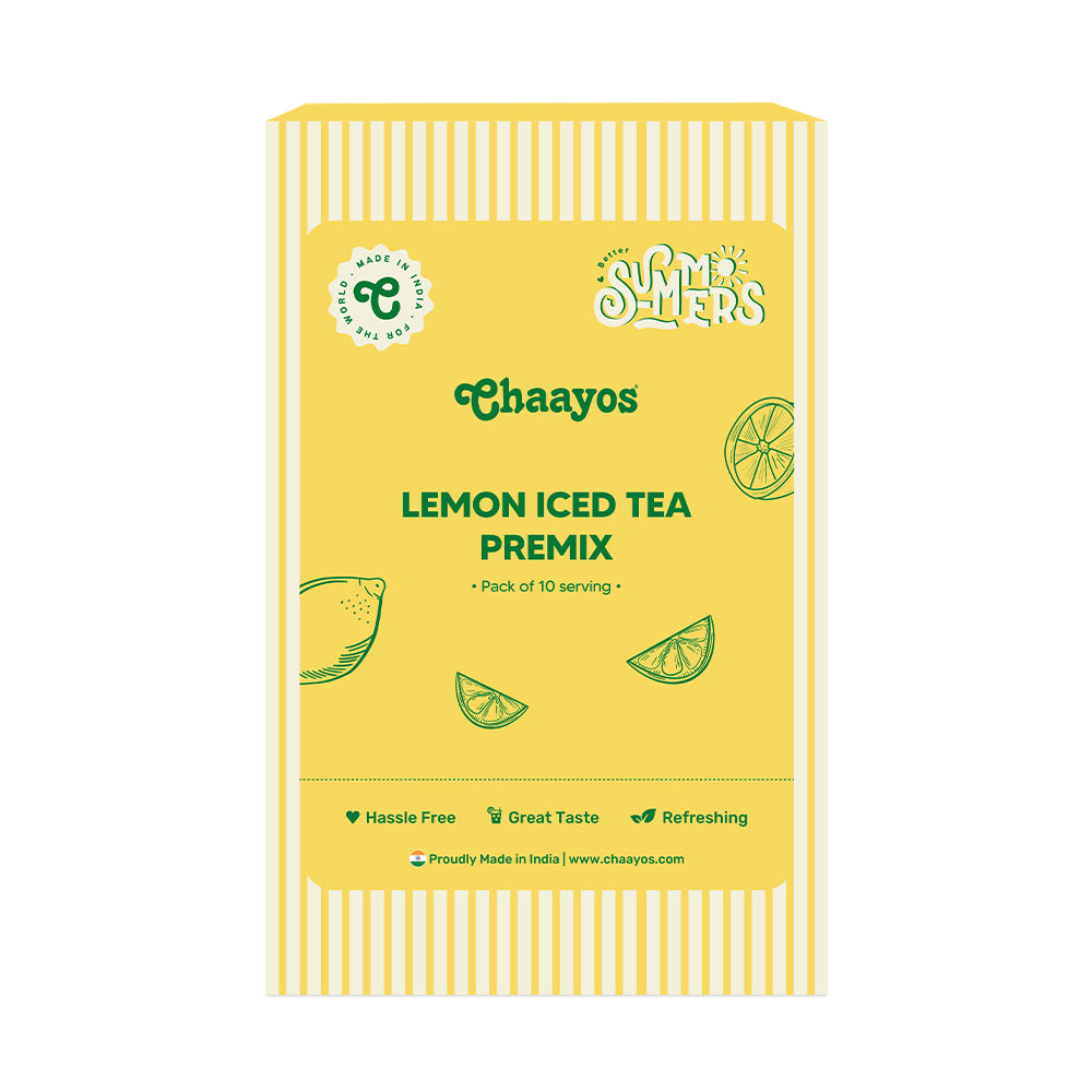 Chaayos Lemon Instant Ice Tea Premix - Refreshing Energy Drink, Pack of 10 Sachets