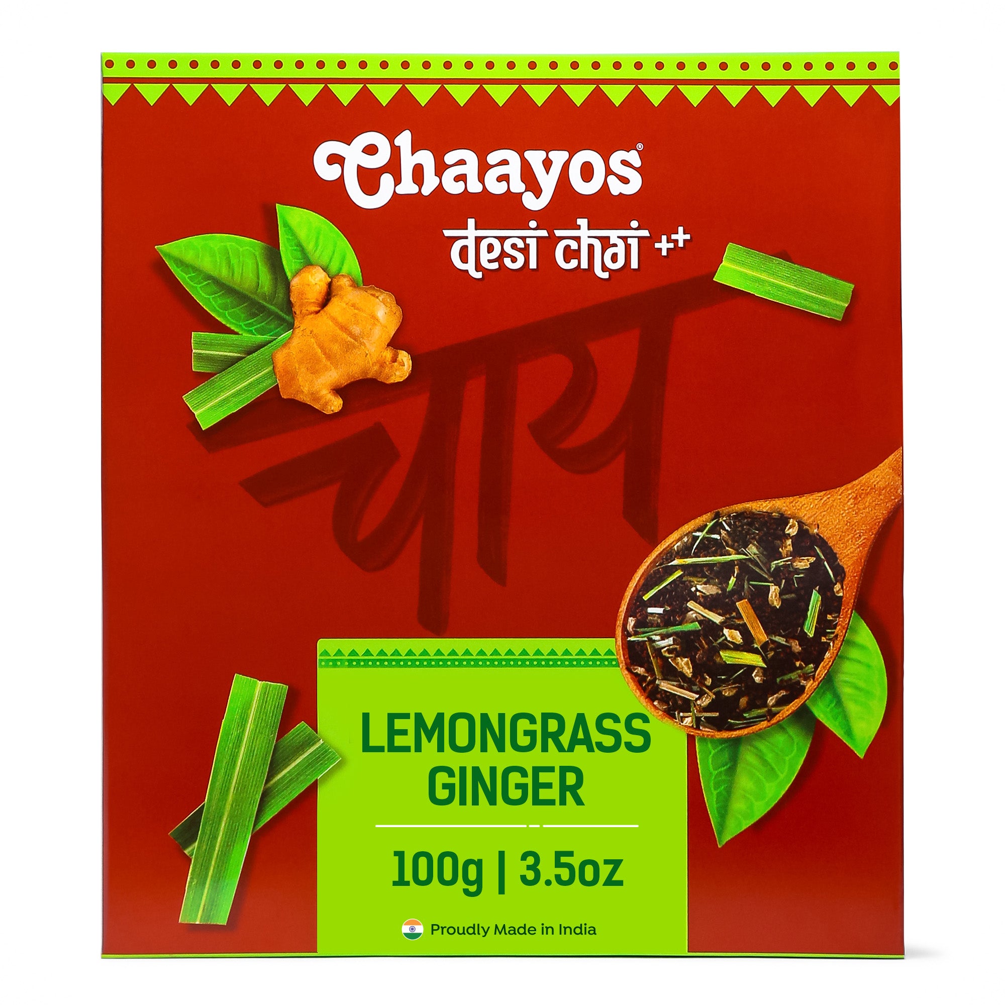 Chaayos Lemongrass Ginger Tea - Premium Ginger Chai Patti for Cough & Cold Remedy (100g)