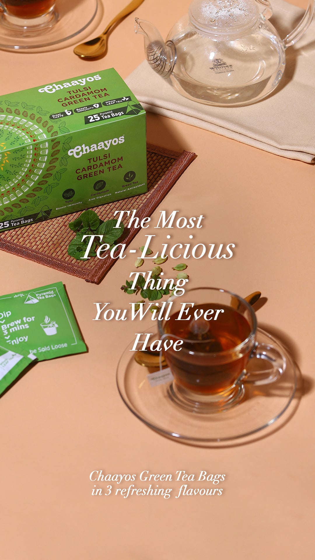 Chaayos Green Tea Bags - Tulsi Cardamom