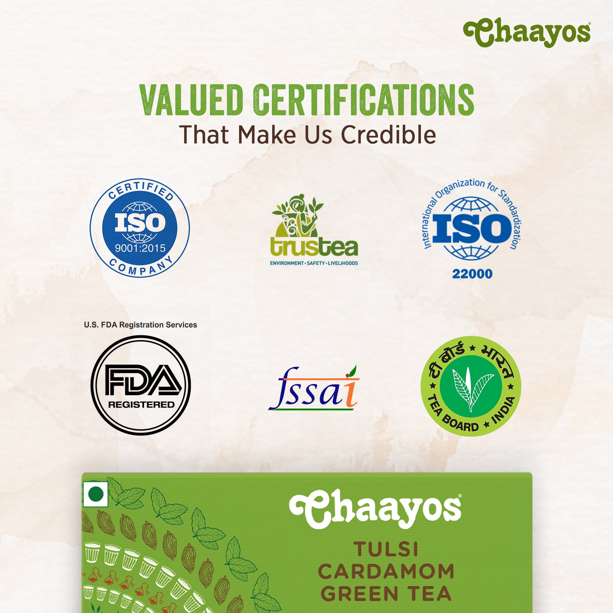Chaayos Green Tea Bags - Tulsi Cardamom