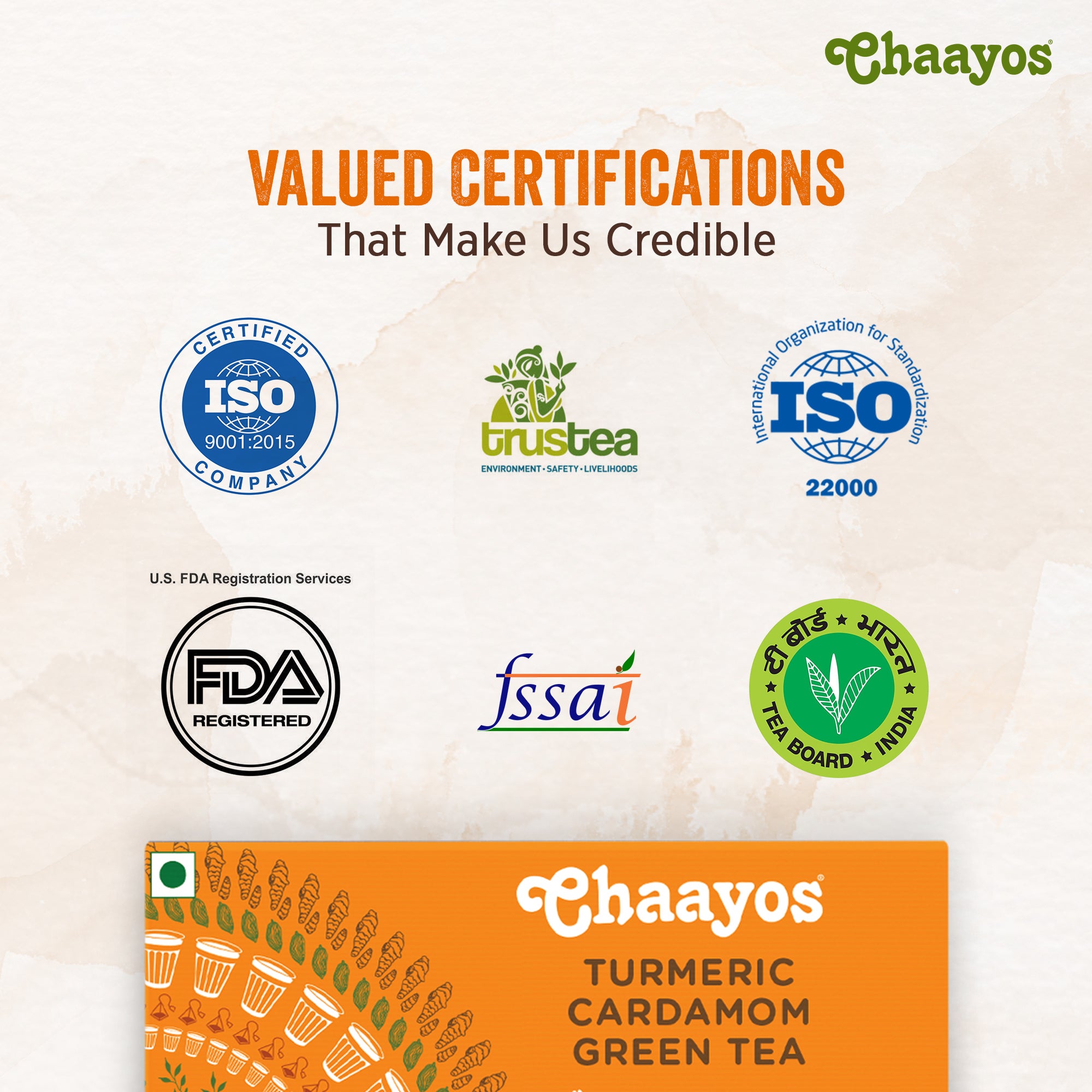 Chaayos Turmeric Cardamom Green Tea Bags (25 Pyramid Tea Bags)