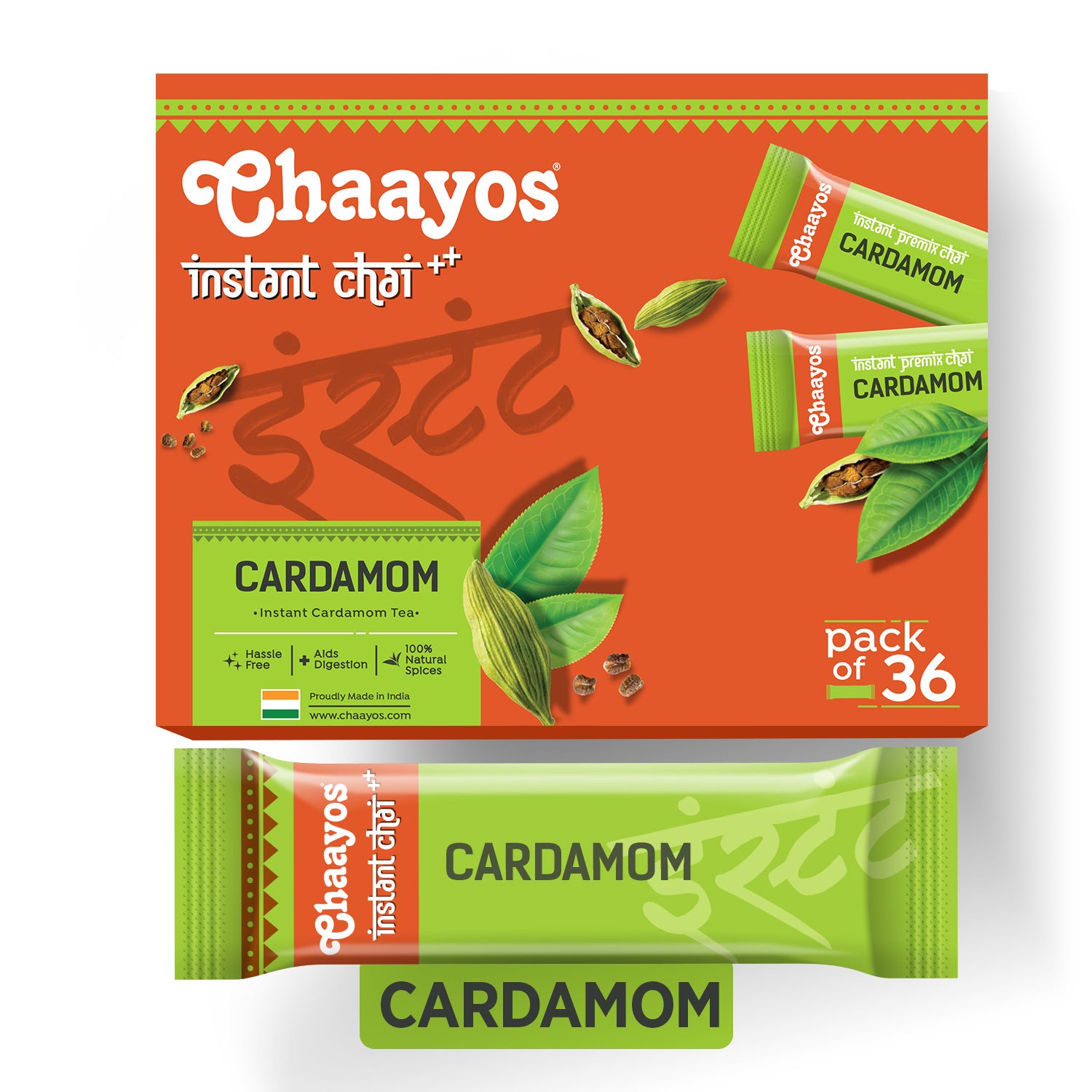 Instant Tea - Cardamom - Regular Sugar (36 Sachets)