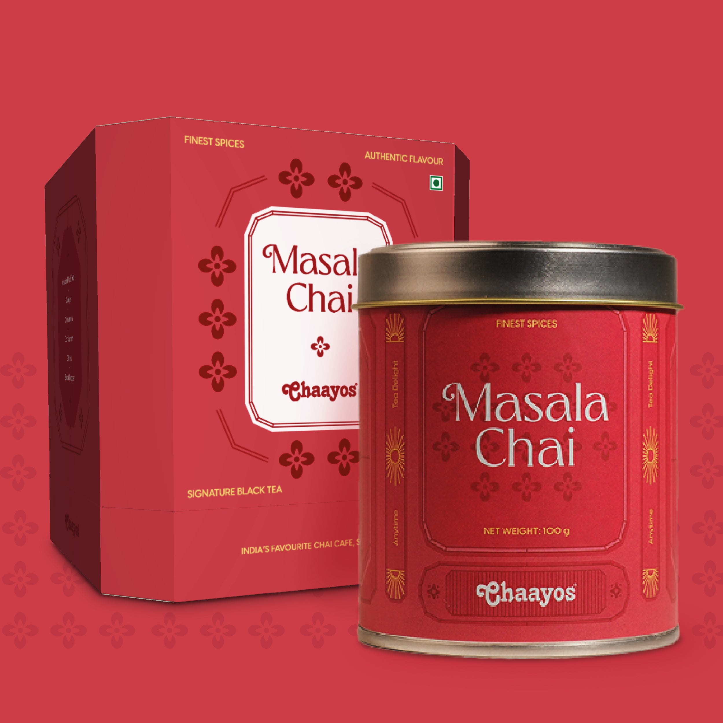 Chaayos Festival Gift Box| Masala tea for tea lovers | Tea Gift Hamper| Gift hamper for Friends & Family | Premium Gift Box 1 tin (100 gm) of Masala Chai | Diwali gift box set