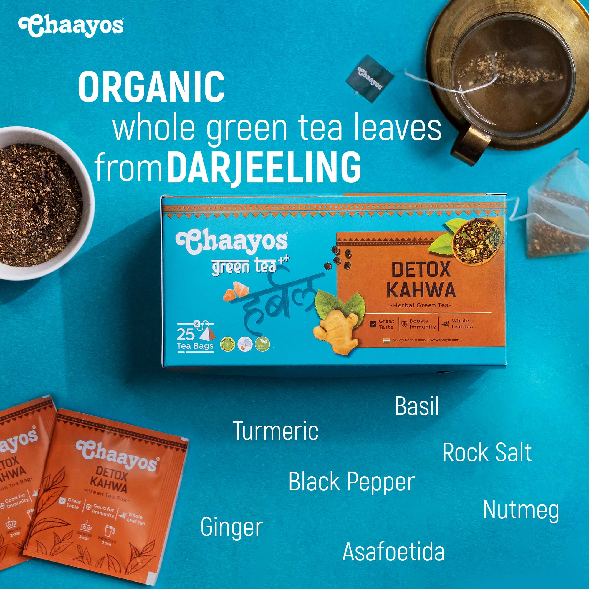 Chaayos Detox Green Tea - Desi Kahwa | Green Tea Bags | Desi Kahwa Green Tea | Green Tea for Digestion