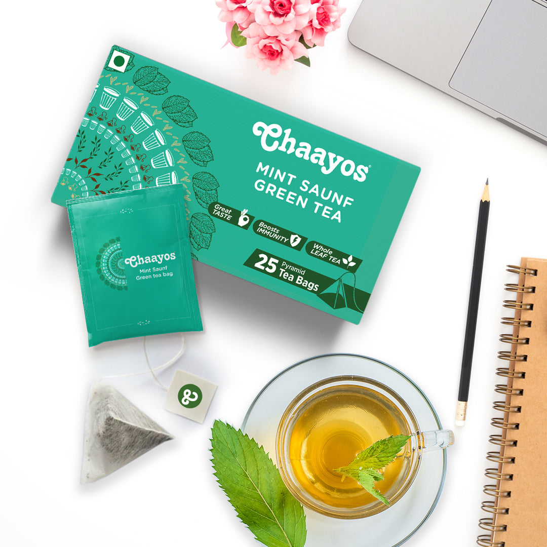 Mint Saunf Green Tea Bags – Chaayos